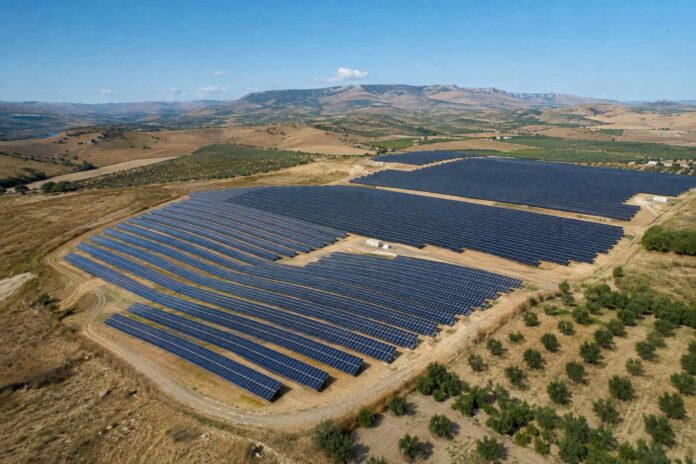 Impianto fotovoltaico a terra inserito nel paesaggio rurale siciliano
